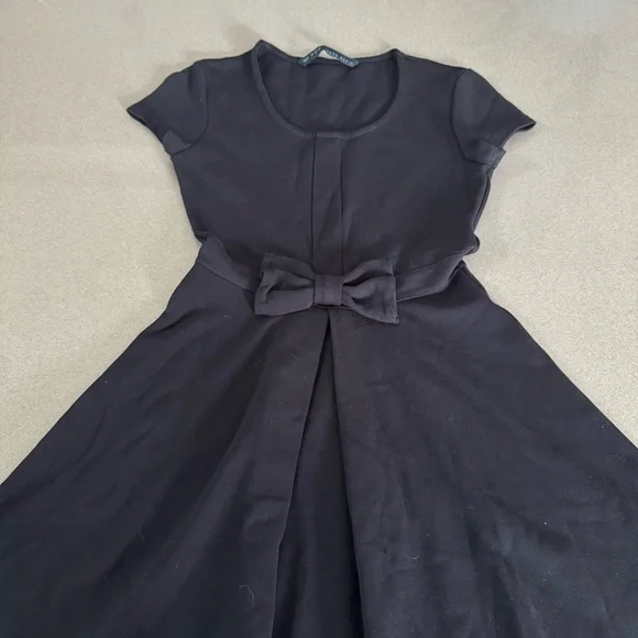 Zara Navy Dress with Bow Accent - Picture 2 of 9